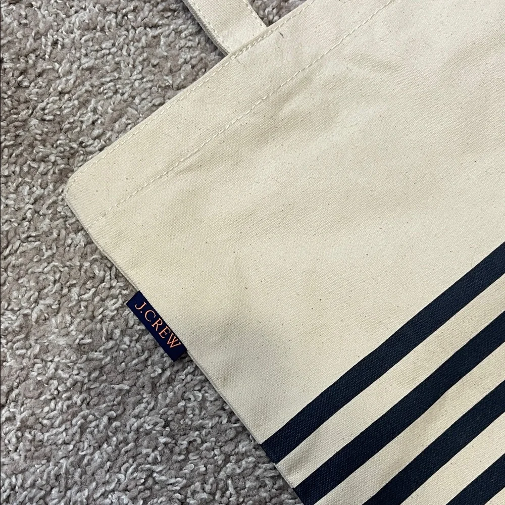 NWT J.Crew Striped Canvas Tote Bag - Picture 2 of 8